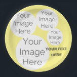 Erstellen Sie ein gelbes Foto für eine Papiervorla Pappteller<br><div class="desc">Foto Papier Platte erstellen Sie Ihre eigenen Papier Foto Text Party Papier Platte Pastellgelb individuelle individuelle persönliche Touch zu Ihrer Veranstaltung oder Party können 4 Bilder oder Fotos hinzufügen Fügen Sie eine persönliche Touch zu Ihrem Feiern mit diesem benutzerdefinierten Pastellpapier Party Platte Vorlage! Leicht anpassen und hochladen von bis zu...</div>