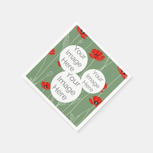 Erstellen Sie eine eigene Foto-Textvorlage Mohn-Bl Serviette (Ecke)