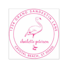 Erstellen Sie eine eigene Pink Flamingo Beach Rück Permastempel