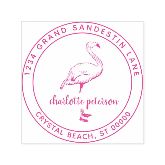 Erstellen Sie eine eigene Pink Flamingo Beach Rück Permastempel (Design)