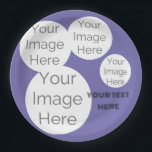Erstellen Sie eine eigene Textvorlage für das Foto Pappteller<br><div class="desc">Erstellen Sie eigene Papier Foto Text Party Papier Platte Vorlage lila individuelle individuelle persönliche Touch zu Ihrem Event oder Party können 4 Bilder oder Fotos einfach modernen Stil hinzufügen Fügen Sie eine persönliche Touch zu Ihrem Feiern mit diesem benutzerdefinierten Papier Party Platte Vorlage! Leicht anpassen und hochladen bis zu 4...</div>