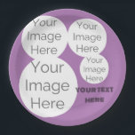 Erstellen Sie eine eigene Textvorlage für das Foto Pappteller<br><div class="desc">Erstellen Sie eigene Papiertext-Party-Papierplatten-Vorlage lila individuelle persönliche Touch zu Ihrem Foto oder Party können 4 Bilder hinzufügen,  Foto einfach moderne Stil</div>