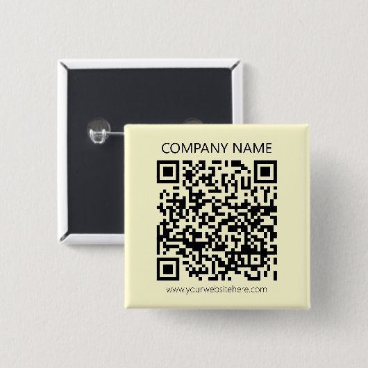 Erstellen Sie einen QR-Code | Blassgelb Button (Vorne & Hinten)