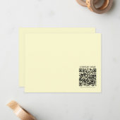 Erstellen Sie einen QR-Code | Blassgelb Mitteilungskarte (Vorderseite/Rückseite Beispiel)