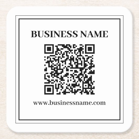 Erstellen Sie einen scannbaren QR-Code | Schwarz & Rechteckiger Pappuntersetzer (Vorderseite)