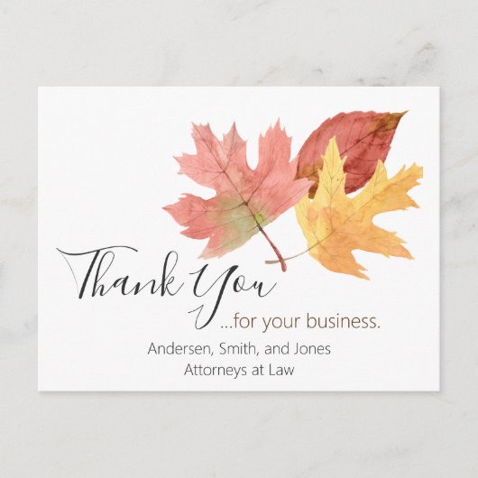 Erstellen Sie "Fall Dankeschön"-Karten - Geschäfts Postkarte (Vorderseite)