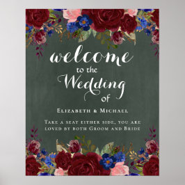 Erstellen Sie Hochzeit Begrüßungszeichen Burgundy  Poster