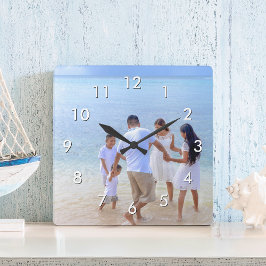 Erstellen Sie Ihr benutzerdefiniertes Foto-Erinner Quadratische Wanduhr