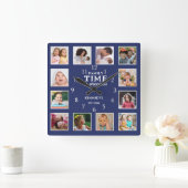 Erstellen Sie Ihr eigenes 12-Foto-Familienzeitange Quadratische Wanduhr (Zuhause)