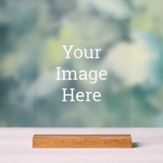 Personalisierte 20,3cm x 25,4cm Acrylschild, mit Holzblock (Neutral)