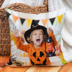 Erstellen Sie Ihr eigenes 2-Foto-Halloween-Enkelki Kissen