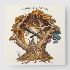 Erstellen Sie Ihr eigenes 3D-Imitat Bois Fairy Tre Quadratische Wanduhr