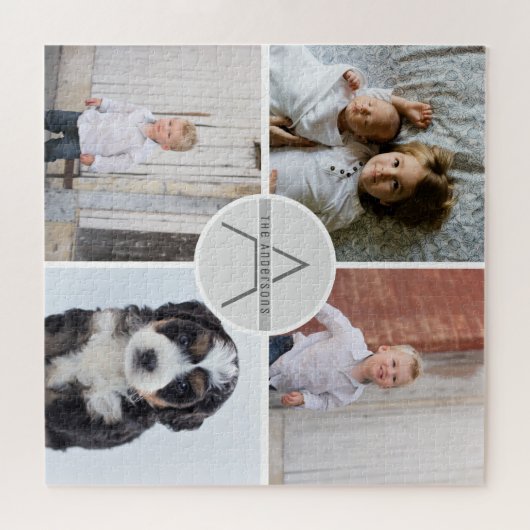 Erstellen Sie Ihr eigenes 4-Collage Family Monogra Puzzle (Horizontal)