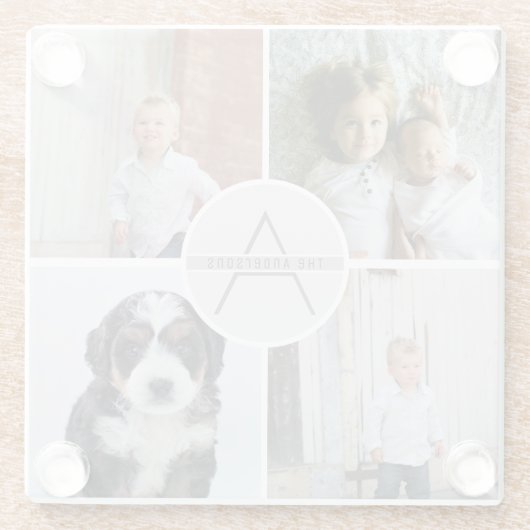 Erstellen Sie Ihr eigenes 4-Collage Monogramm Glasuntersetzer (Rückseite)