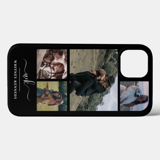 Erstellen Sie Ihr eigenes 4-Collage Schwarzes Mono Case-Mate iPhone Hülle (Rückseite (Horizontal))