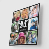 Erstellen Sie Ihr eigenes 8-Collage Family Monogra Quadratische Wanduhr (Winkel)
