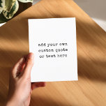 Erstellen Sie Ihr eigenes Angebot Postkarte<br><div class="desc">Erstellen Sie Ihre eigene Anführungskarte mit minimalistischem Vintagen Schrift-Text.</div>
