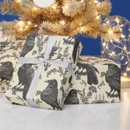 Erstellen Sie Ihr eigenes antikes gotisches Rabenr Geschenkpapier