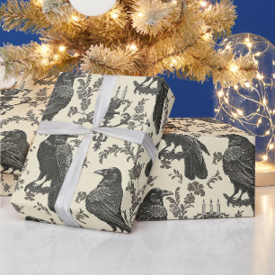 Erstellen Sie Ihr eigenes antikes gotisches Rabenr Geschenkpapier