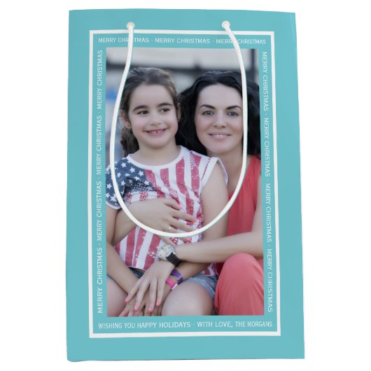 Erstellen Sie Ihr eigenes Aqua-Blue Weihnachtsferi Mittlere Geschenktüte (Vorderseite)