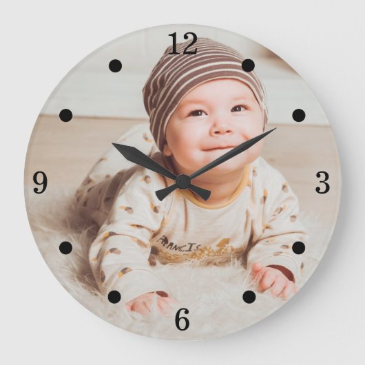 Erstellen Sie Ihr eigenes Baby-Foto Große Wanduhr (Vorderseite)