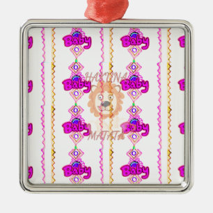 Erstellen Sie Ihr eigenes Baby Fun Lion Cub Textde Ornament Aus Metall