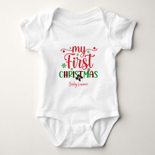 Erstellen Sie Ihr eigenes Baby's First Christmas Baby Strampler (Vorderseite)