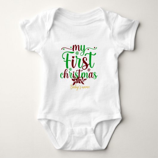 Erstellen Sie Ihr eigenes Baby's First Christmas Baby Strampler (Vorderseite)