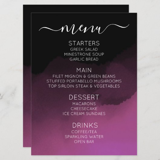 Erstellen Sie Ihr eigenes benutzerdefiniertes, dun Menükarte (Vorne/Hinten)