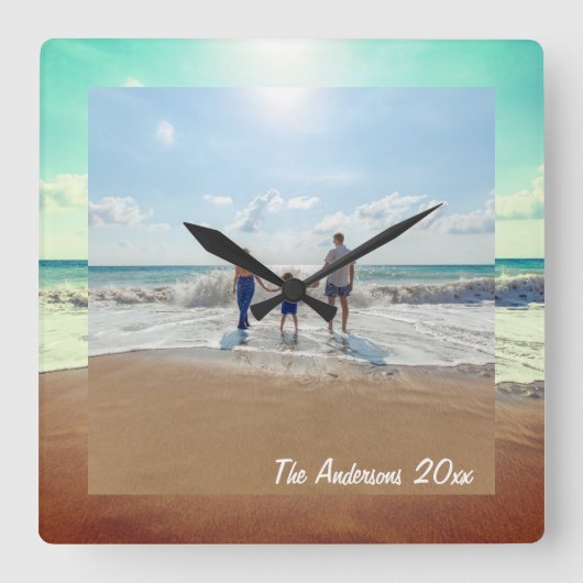 Erstellen Sie Ihr eigenes benutzerdefiniertes Foto Quadratische Wanduhr (Vorderseite)