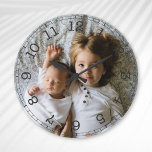 Erstellen Sie Ihr eigenes benutzerdefiniertes Foto Runde Wanduhr<br><div class="desc">Dekorativ personalisierbares modernes minimalistisches Uhrendesign mit eigenem Foto,  Bild oder Logo.</div>