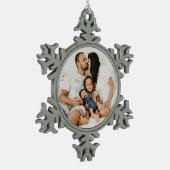 Erstellen Sie Ihr eigenes benutzerdefiniertes Foto Schneeflocken Zinn-Ornament (Links)