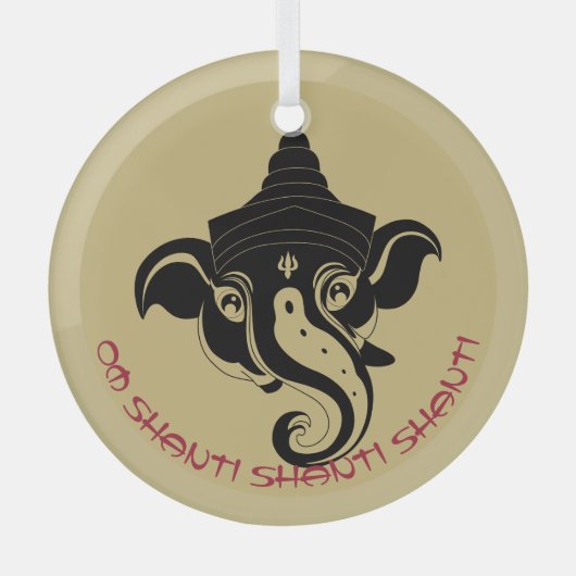Erstellen Sie Ihr eigenes Black & Gold Ganesh Ornament Aus Glas (Vorderseite)