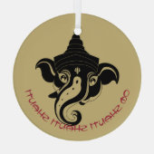 Erstellen Sie Ihr eigenes Black & Gold Ganesh Ornament Aus Glas (Rückseite)