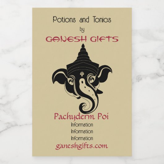 Erstellen Sie Ihr eigenes Black & Gold Ganesh Weinetikett (Einzelnes Label)