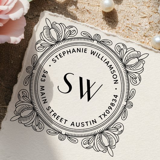 Erstellen Sie Ihr eigenes blättriges Monogramm Rü Permastempel