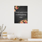 Erstellen Sie Ihr eigenes Blumen-Chalkboard-Hochze Poster (Küche)