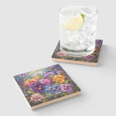 Erstellen Sie Ihr eigenes Buntglas-Stiefmütterchen Steinuntersetzer (Seitenansicht)