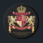 Erstellen Sie Ihr eigenes Coat von Arms Red Gold L Magnet<br><div class="desc">Mit diesem schönen, klassischen Escutcheon oder Schild-Design kreieren Sie Ihre ganz eigene aristokratische Wappen, Emblem, Insignien oder Familienwappen. Die geröteten Muster schmücken einen Schild, der mit goldener Krone überragt und von mittelalterlichem heraldischen Löwen oder Gängen flankiert wird. Ein passender Top-Banner hält Ihr persönliches Hochzeitdatum / Geburtsdatum / Slogan oder Schlachtruf...</div>