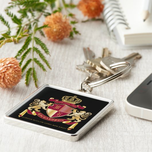 Erstellen Sie Ihr eigenes Coat von Arms Red Gold L Schlüsselanhänger (Seite)