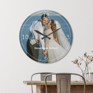 Erstellen Sie Ihr eigenes Coupname Wedding Foto Große Wanduhr