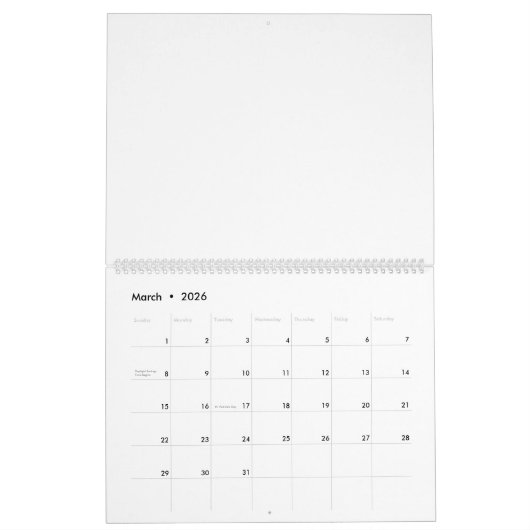 Erstellen Sie Ihr eigenes Design Große Englisch-US Kalender (Mär 2026)
