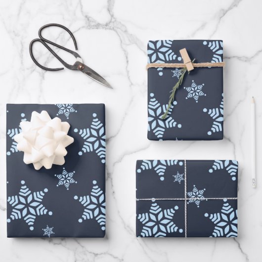 Erstellen Sie Ihr eigenes dunkles, fettes Schneefl Geschenkpapier Set (Vorderseite)