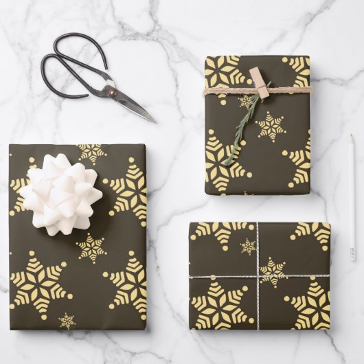 Erstellen Sie Ihr eigenes dunkles, fettes Schneefl Geschenkpapier Set (Vorderseite)