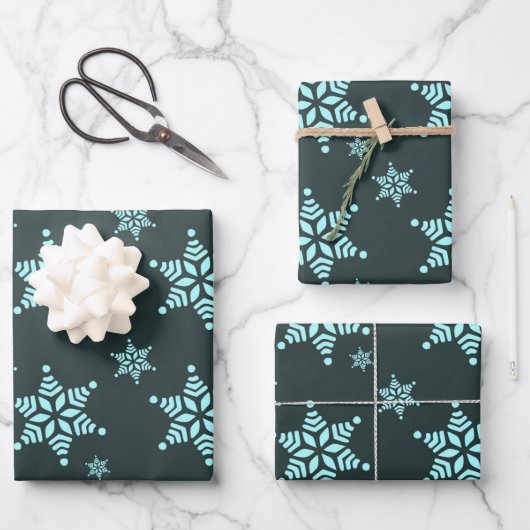 Erstellen Sie Ihr eigenes dunkles, fettes Schneefl Geschenkpapier Set (Vorderseite)