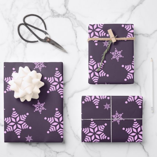 Erstellen Sie Ihr eigenes dunkles, fettes Schneefl Geschenkpapier Set (Vorderseite)