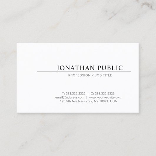 Erstellen Sie Ihr eigenes einfaches Design Elegant Visitenkarte (Vorderseite)