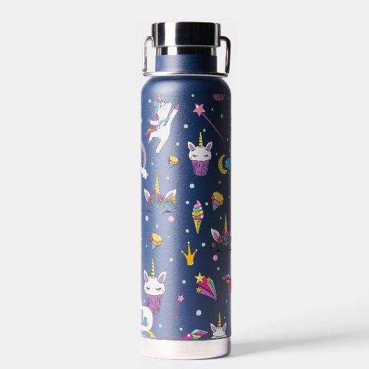 Erstellen Sie Ihr eigenes Einhorn-Regenbogenmuster Trinkflasche (Rückseite)