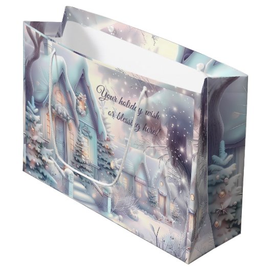 Erstellen Sie Ihr eigenes eisziges Schneeweihdorf Große Geschenktüte (Vorderseite Schrägansicht)