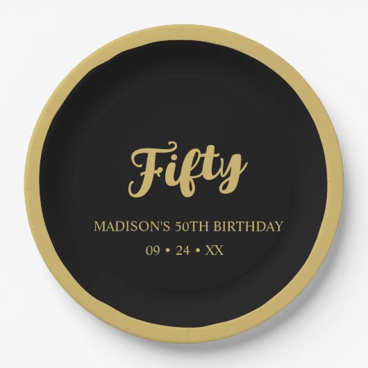 Erstellen Sie Ihr eigenes elegantes Gold und Schwa Pappteller (Vorderseite)